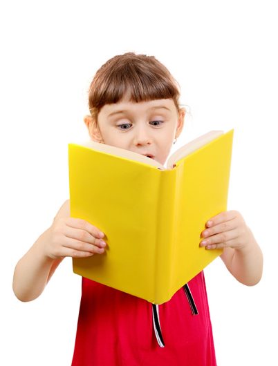 Girl-reading-blank-book-for-branding